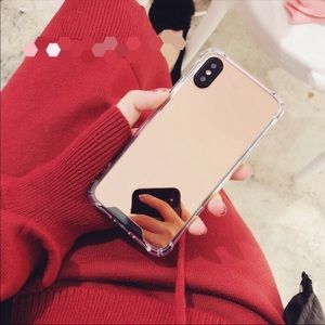 For iPhone X rose gold mirror case